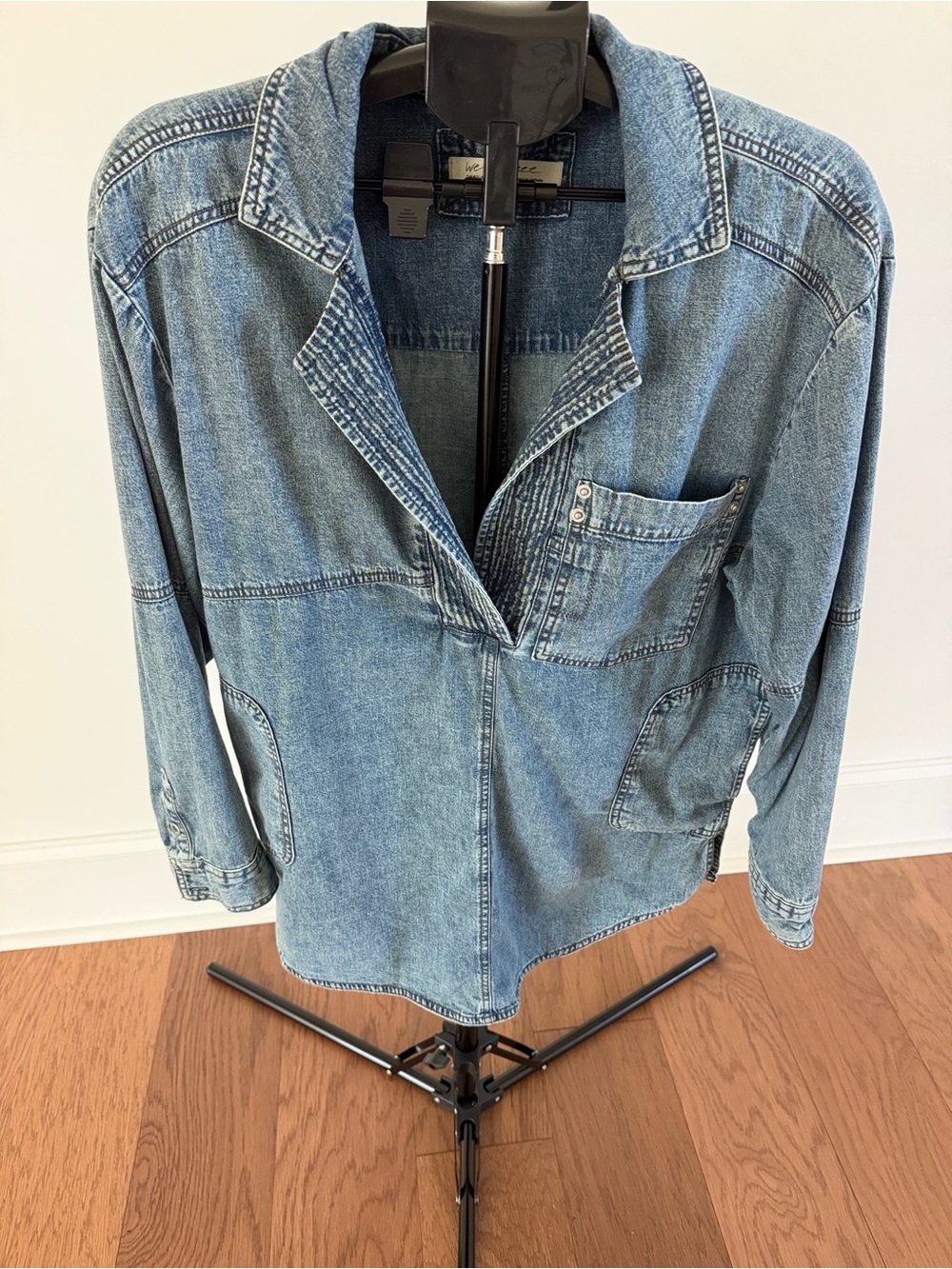 Free People Oversized Light Blue Denim Overshirt